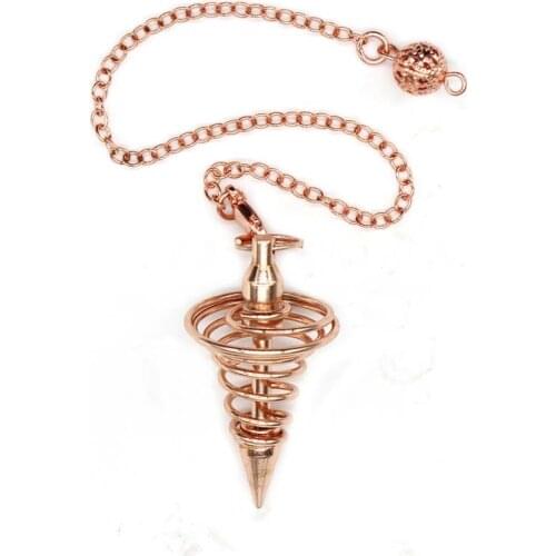100-Unique 1 Pcs Rose Gold Color Metal Spring Circular Cone Shape Pendant Pendulum Jewelry
