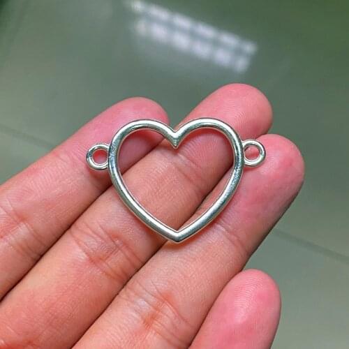 12pcs 38x27mm Big Heart Connector Pendants Charms Jewelry Making DIY WomenNecklace Bracelet Handmade Craft Accessories