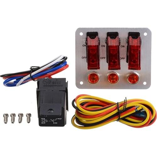 3 Toggle Switch 12V 20A Automotive Marine Universal Aluminum Red LED Lights 3 Toggle Switch Panel For Car Trucks Boats Trailer