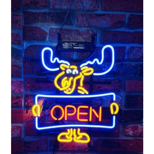 19“x15" Bar Grill Deer Stag Buck Welcome Hunters Neon Light Lamp Sign Beer Bar Handmade Glass Decorate Home Wall Room Glass