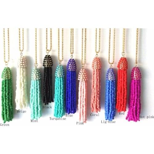 2018 New Seeds BOHO Glass Beaded Tassel Long Chain necklace
