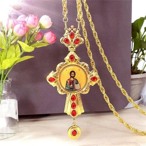 2020 Fashion Classic Figaro Chain Necklace Men Long Necklace Church Baptism Orthodox Cross Necklace Gift for the Christian box