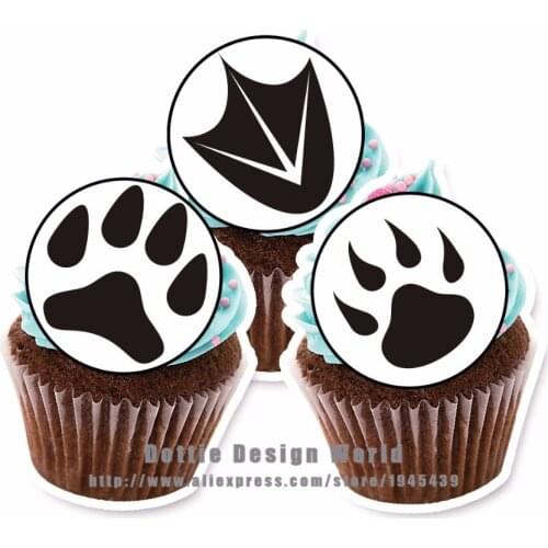 24 Annimal Paw Edible Cake Topper Wafer Rice Paper Cake Cupcake Cookie Topper Decoration Birthday Baby Shower Cake Decor Supply