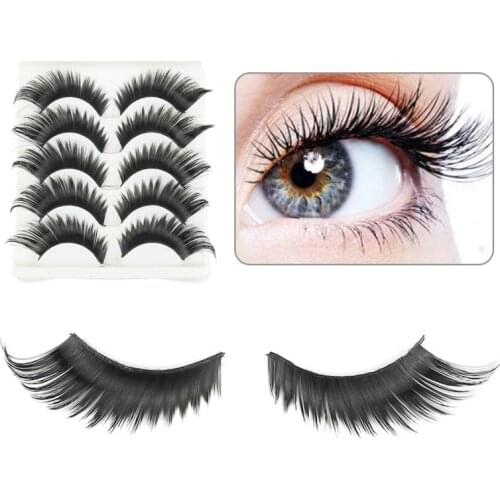 5 Pairs Winged False Eyelashes Soft Long Section Thick Cross Messy Lashes 3D Natural False Eyelashes Extension Makeup TSLM1
