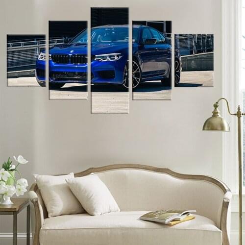 Canvas Art 5 Piece Pictures BMW M5 Competition Wall Art Canvas Paintings for Home Decor Poster Wall Pictures for Living Room