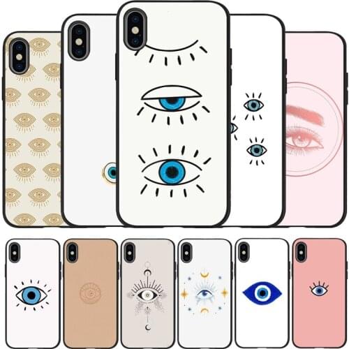 Evil Eye Illustrations black Phone Case For iPhone 11 XR XS Max 7 8 6 6S Plus 5 5S SE 2020 Back Cover For iPhone 11 Pro Shell