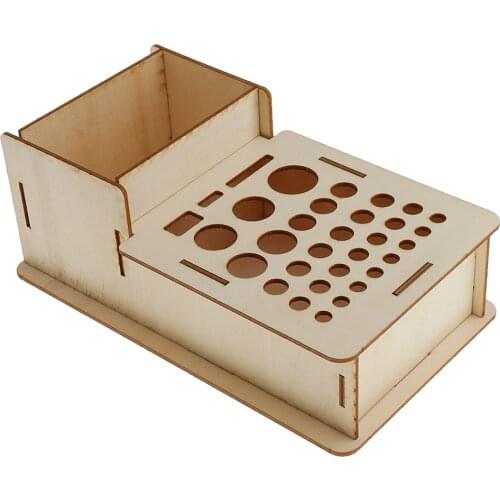 Wood Leather Craft Tools Holder Rack Stand Leather Stamp Punch Tools Storage Box Organizer #1