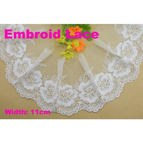 11cm width Cotton embroid lace sewing ribbon guipure trim or fabric warp knitting DIY Garment Accessories free shipping#3286