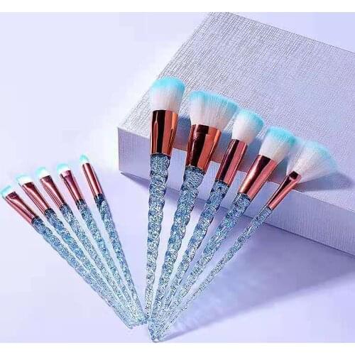 10PCS/SET Makeup Brushes Eyeshadow Highlighter Powder Brush BB Cream Brush Plastic Handle Fiber Wool Cosmetic Brush Makeup Tools