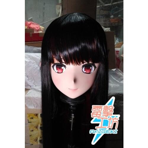 KM9197) Handmade Female Sweet Girl Resin Crossdress Outfit Cosplay Japanese Animegao Role Play Kigurumi Mask