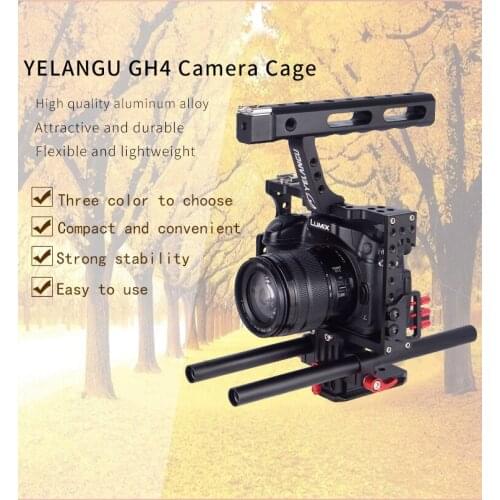 YELANGU GH4 Aviation Aluminum Alloy Camera Cage Rig Kit Compact Stabilizer Top Handle Grip for Sony DSLR