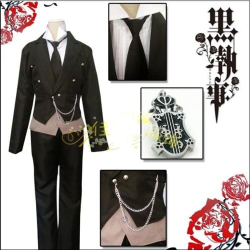 Black Butler 2 Kuroshitsuji Sebastian Michaelis Cosplay Costume Unisex Uniform Tuxedo Outfit Halloween Xmas Costumes Custom Made