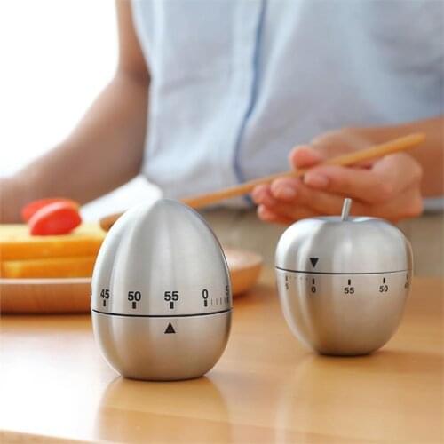 Creative Stainless Steel Apple Eggs Shape Kitchen Timer 60 Minutes Mechanical Reminder Countdown Cooking Time Accessories