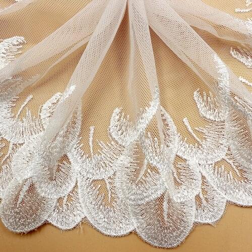 White Mesh Embroidery Lace For Skirt Peacock Flower Lace Trims For Dress Diy Sewing Garment Accessories 23cm