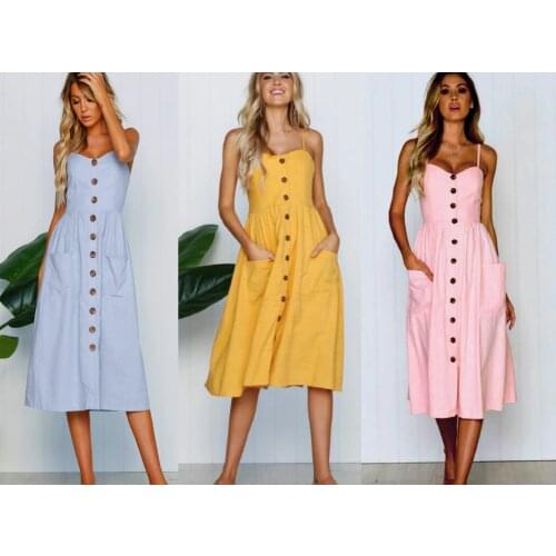 Fashion Single Breasted Summer Dresses Women Striped Boho Sundress Vestidos Sexy Maxi Dress