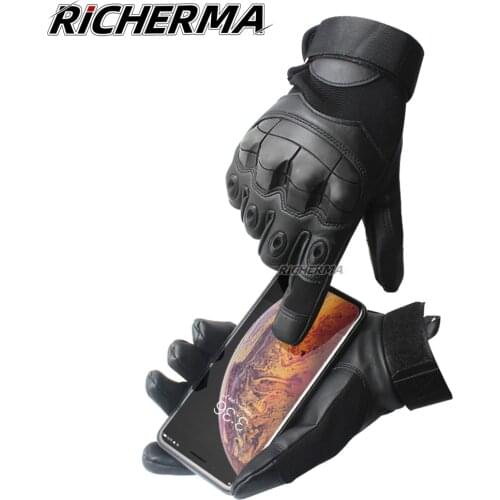 Motorcycle Gloves Touchscreen Full Finger Hard Knuckle Leather Winter Summer Motocross Motorbike Moto Biker Riding Cold Weather
