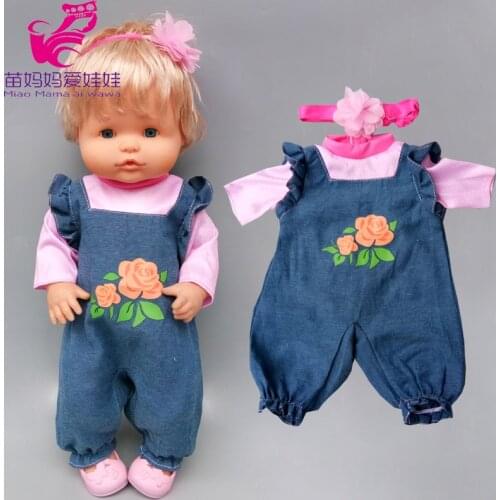 For 42cm Nenuco baby doll clothes jeans pants fit 38cm Ropa y su Hermanita doll jump suit