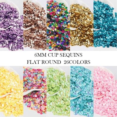 Paillettes 6mm PVC Round Cup Sequins Loose Sequin Sewing Crafts Wedding Women Garments Accessories Lentejuelas10g