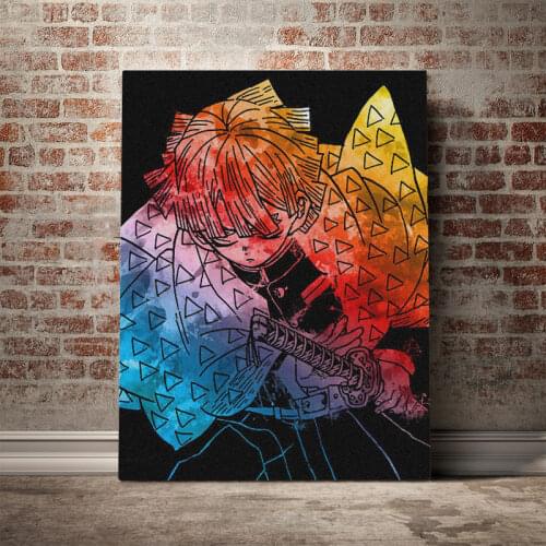 Zenitsu Agatsuma Kimetsu no Yaiba poster Canvas Wall Art Decoration prints for living Kid Children room Home bedroom decor