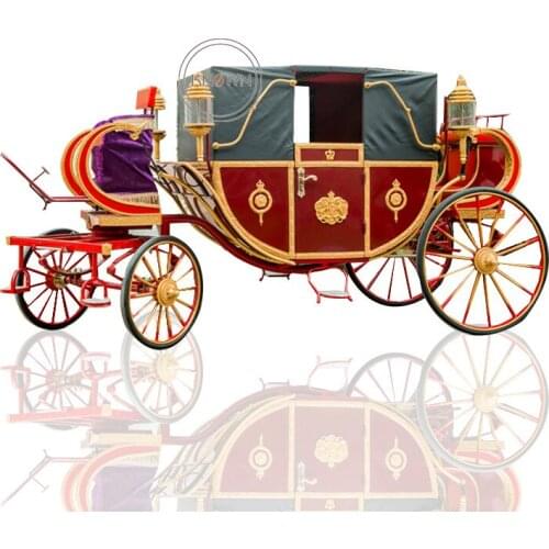 Luxury Horse Saddle Royal Golden Carriage Marathon Wedding Carriages Princess Cinderella Car