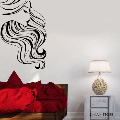 Sexy Girl With Long Hair Wall Decals Beauty Girls Wall Sticker Wall Art Mural Home Decoration Wallpaper Wall Decor For Room H060