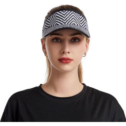 Fashion Black White Sun Hats For Women UPF 50 Wide Big Brim Outdoor Summer PU Leather Edging Cap Straw Hat Sun Visor Free Size