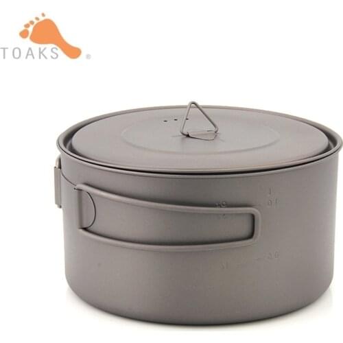 TOAKS 1350ml Titanium Cooking Pot Kitchen Home Cookware with Cover Food Cooking Equipment Folding Handle Bacteriostatic POT-1350