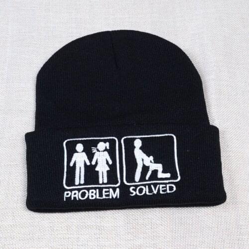 PROBLEM SOLVED Knitted Cap Men Women Hip Hop Warm Winter cotton Men Gorras Hats Warm Ski Beanies