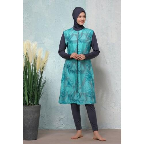 Hasema Womens Green N-8001-19 Eflin Green Fully Covered Swimsuit Islamic Swimwear