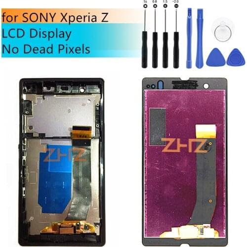 Display For SONY Xperia Z LCD Touch Screen With Frame For SONY Xperia Z Display Replacement L36H C6603 C6602 C6606 repair parts