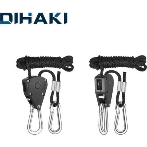 1 Pair Adjustable Pulley Sling Lifting Rope Ratchet Hook Max Load 150 lbs Lights Lifters Reflector LED Hangers Assembly Sling