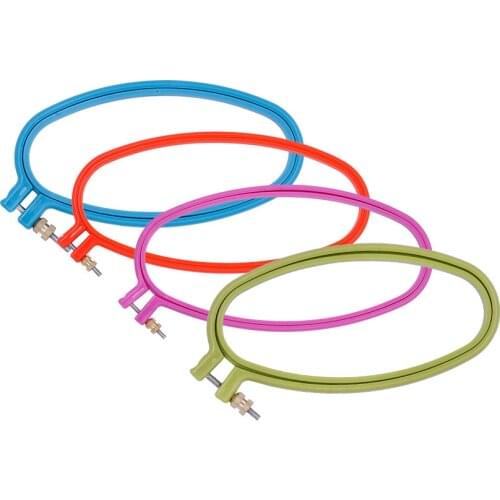 1PC Oval Shape DIY Craft Plastic Embroidery Frame Cross Stitch Needlework Sewing Cross Stitch Hoop Tool Color Random