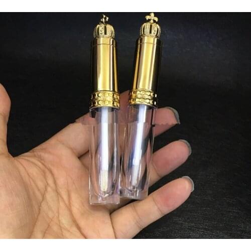 20/50pcs 8ml Gold Crown Cosmetic Lip Gloss Wand Tube Empty Clear Makeup Lipgloss Lipstick Brush Bottle DIY Beauty Eyelash Bottle