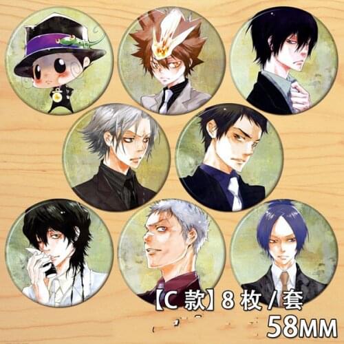 58mm Anime HITMAN REBORN Sawada Tsunayoshi Gokudera Acrylic badge pin