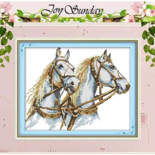 Free Shipping !!Two Horse Counted 11CT printed 14CT Cross Stitch animals Cross Stitch Kits for Embroidery Needlework Crafts