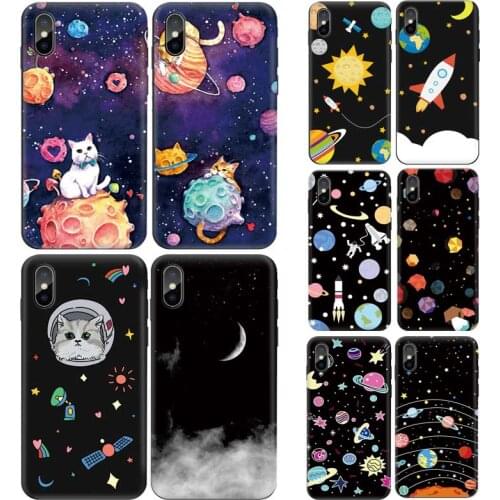 Outer Space Moon Soft Phone Case For Samsung Galaxy A10 A10sA20s A30 A30s A40 A50 A50s A70 Black Painted Phone Case For A6 A7 A8