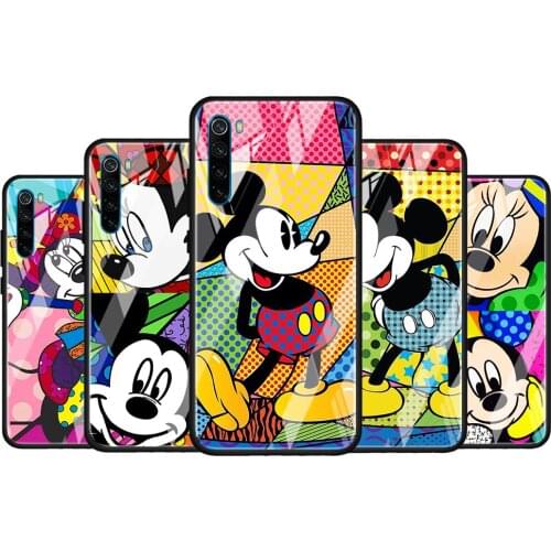Color Disney Mickey for Xiaomi Redmi K40 K30 K20 Pro Plus 9C 9A 9 8A 7 Luxury Shell Tempered Glass Phone Case Cover