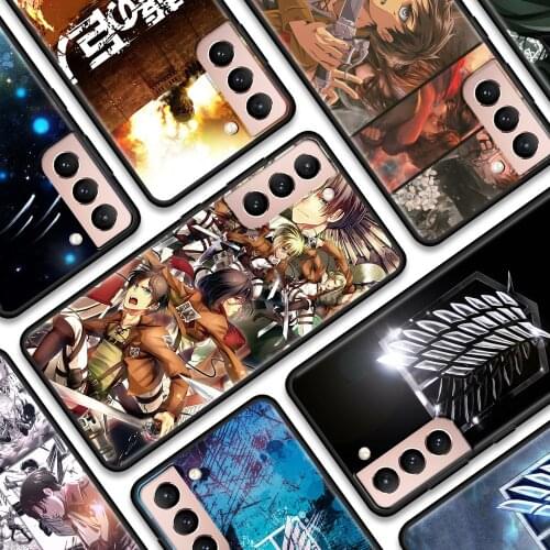 Black Case For Samsung Galaxy S20FE S21 Ultra S20 S10 S9 Plus S8 S10Lite S10e Cover TPU Shell Attack On Titan Logo