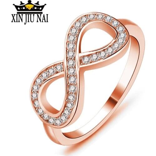 Zirconia Infinity Ring Rose Gold and Silver Two-color Fashion Wedding / 8-ring Womens Romantic Brand diamond rings for women