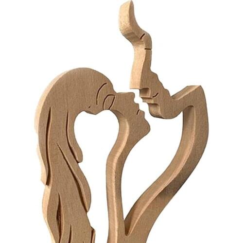Wooden Ornaments Eco-friendly Wear Resistant Wood Kissing Wood Valentines Day Ornaments for Home wholesale dropshipping