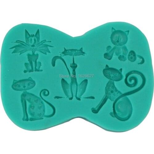 Molds of Silicone for Paste Americana Cat Shaped Soap Form for Baking Color Green