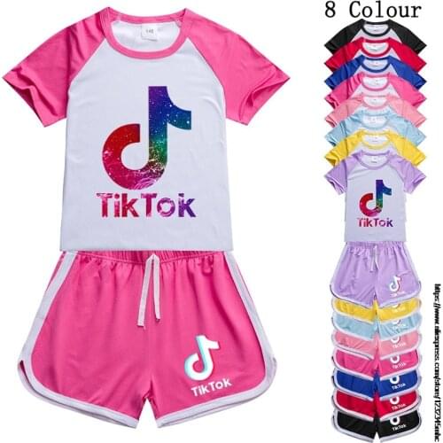 Tik Tok T Shirt Children Funny Tops Cartoon T-shirt Tik Tok Graphic Tees Hip Hop Unisex Tshirt Short 2Pcs Newest