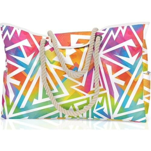 Canvas Tote Bag Women Designer Handbag Shopper 2021 Girl Fashion Casual Summer Geometric Print Oversized Beach Bag Shoulder Bags