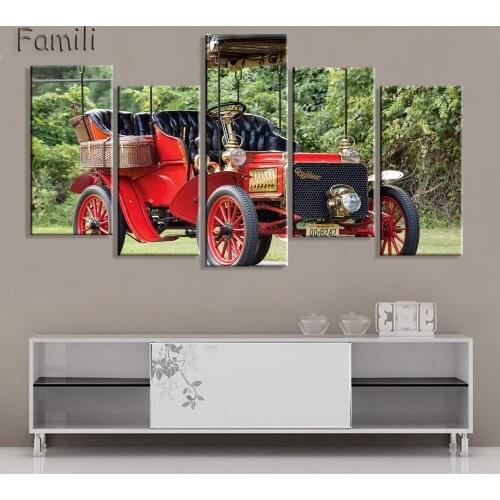 Canvas HD Printed Painting Wall Art Frame Pictures 5 Panel Vintage Classical Retro Car Supercar Poster Home Decor PENGDA