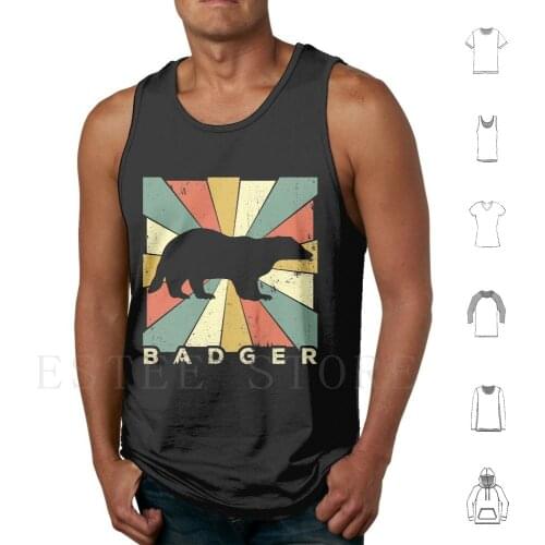 Classic Badger Lover Vintage Retro Animal Tank Tops Vest Cotton Badger Vintage Retro Badger Lover Animal Wildlife Cool Badger