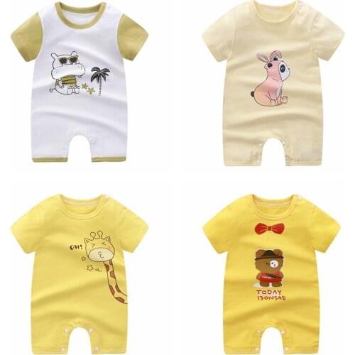 Newborn Baby Clothes Summer 2021 Baby Boys Girls Short Sleeve Romper Cotton O-neck Jumpsuit Cartoon Print Infant Onesie Clothes