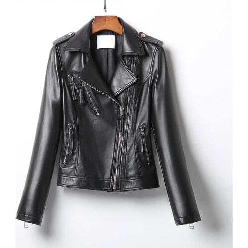 New Women Outerwear 100% Genuine Leather Jackets Sheepskin Short Coats Motorcycle Windbreak Clothing Spring Autumn Female Jacket