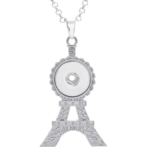 Hot sale XL0041 Eiffel Tower DIY beauty snap Pendant Necklace fit 18mm beauty snap buttons fashion snap jewelry women