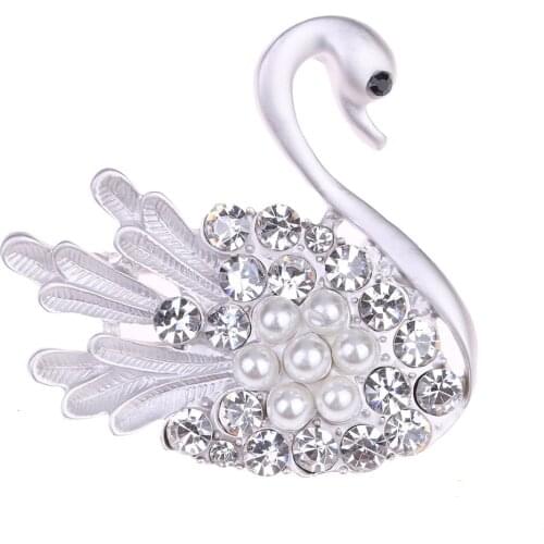 Lureme Fashion Sweet Swan with Crystal Pin Brooch for Women Girl Cute Party Jewelry Wholesale (br000029)