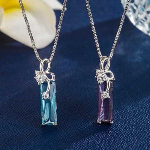 Fashion Temperament Romantic Irregular Design Crystal Necklace Blue Purple Color Womens Pendant Female Jewelry Gifts